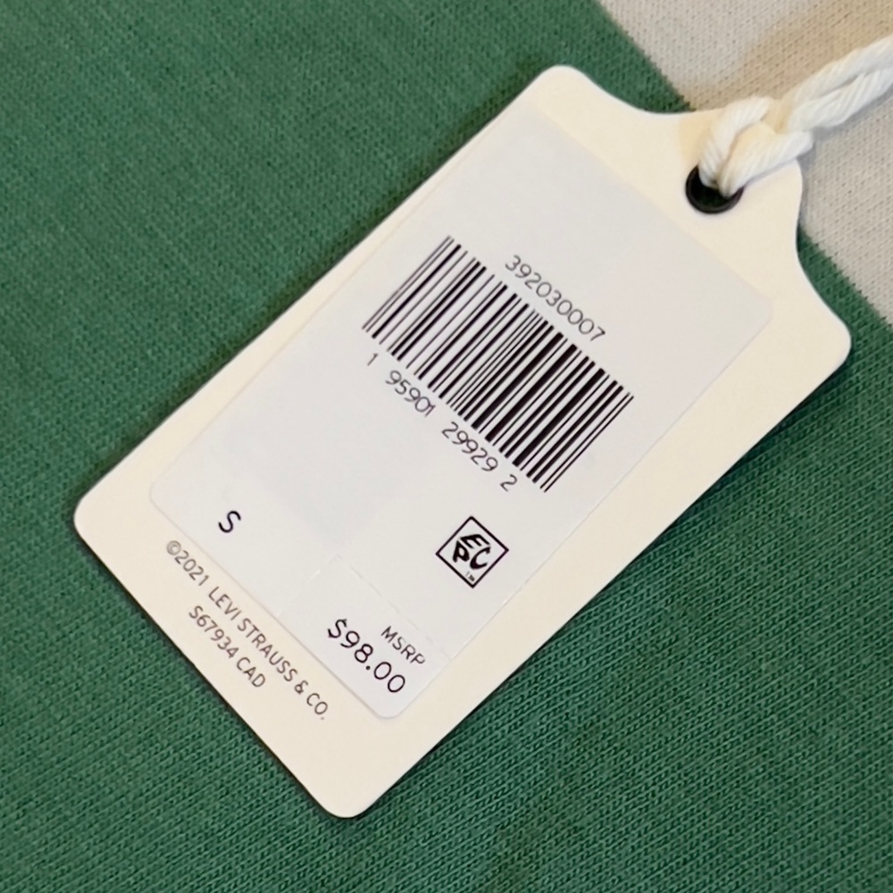 Levi’s Vintage Clothing 1940’s Split Hem Striped T-Shirt Pink/Green - Picture 10 of 16